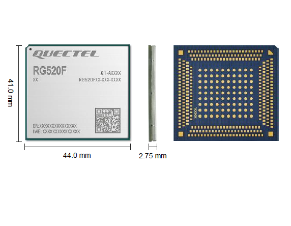 Quectel RG520F, 5G Sub-6 GHz modules designed for IoT/ eMBB applications are packaged with LGA