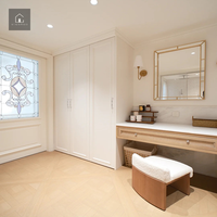 Meuble-lavabo flottant naturel XINGRUO avec porte de placard cannelée, taille personnalisée éco-responsable