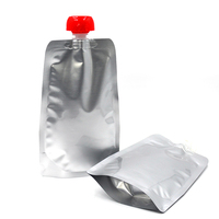 Pochette souple en aluminium brillant avec bec verseur pour emballage liquide, sac à boisson réutilisable avec bouchon pour jus et boissons