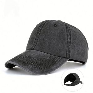 Gorra de béisbol sin espalda para mujer, de algodón lavado, con visera ajustable para el sol, para cabello rizado natural y cola de caballo - Product Image 1