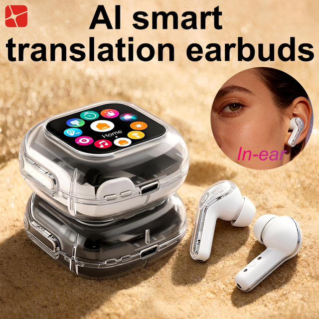 Smart Lcd Case Tws Earbuds Ai Translation In-Ear Wireless Headphones Message Notification Support 16 Languages
