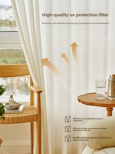 Voilages translucides ZSTARR pour fenêtre de chambre, plis froncés, ouverture centrale, lot de 2 panneaux pour salon et chambre - Product Image 2