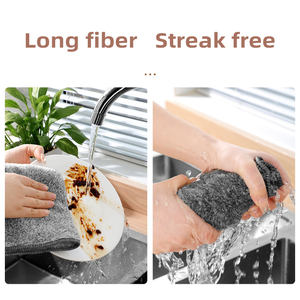 Charbon de bois de bambou carré épaissi absorbant Non gras écologique torchon de cuisine vaisselle Ultra Fine fibre nettoyage récurage - Product Image 3