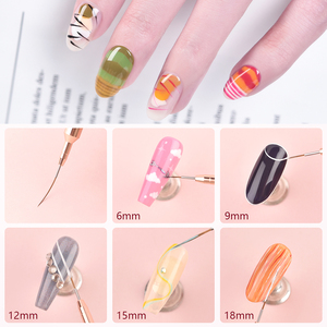 Pinceau à ongles fin pour nail art, 6-18 mm, poils en fibres ultra-fines, manche en bois, pour dessin et rayures, pinceau de manucure - Product Image 5