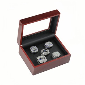 Ensemble de 5 bagues de championnat des Seattle Seahawks dans une boîte en bois, collection pour fans de la NFL Super Bowl XLVIII <span class=keywords><strong>2013</strong></span> 2014 NFC - Product Image 3