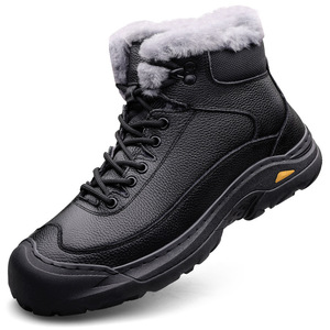 Chaussures d'hiver pour hommes, nouvelles bottes de neige mi-mollet respirantes, chaudes, confortables, tendance, polyvalentes, noires, décontractées, pour l'extérieur, Zhongbang - Product Image 1