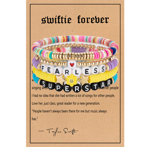 Pulseras de la Amistad Personalizadas de Estilo Bohemio con Cuentas de Arcilla Polimérica Coloridas, Cuentas de Semillas, Letras y Tarjetas, Joyería de <span class=keywords><strong>Taylor</strong></span> <span class=keywords><strong>Swift</strong></span> - Product Image 2