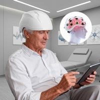Casque de thérapie par lumière rouge cérébrale portable alimenté par batterie externe, 21 canaux, 810/1070 nm, casque PBM transcrânien pour les soins de santé des personnes âgées