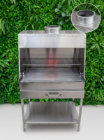 Barbecue au charbon de bois en acier inoxydable 304 personnalisé, style Santa Maria professionnel avec capot et étagère inférieure
