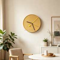 Horloge murale ronde en béton jaune Pac-Man la plus vendue mignonne Logo personnalisable de l'hôtel de salon pratique écologique