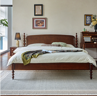 Lit en bois massif de frêne de style campagnard français, tête de lit en placage de bois de frêne, plusieurs options de taille et de couleur, pour chambre à coucher