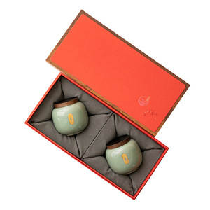 Juego de recipientes de cerámica para té con tapa de madera de 7.8 cm de diámetro para almacenamiento de té, empaque para regalo - Product Image 4