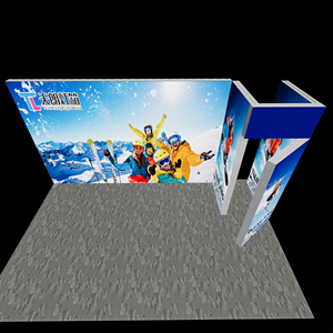 Stand de Exhibición en Forma de L Personalizado con Caja de Luz SEG, Pared Trasera, Pared Lateral y Pilar para Ferias Comerciales - Product Image 2