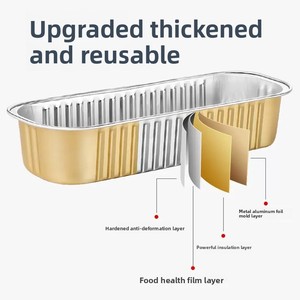 Vaschetta <span class=keywords><strong>rettangolare</strong></span> rosa riciclabile da 200 ml per pane, teglia in alluminio per dolci, contenitori in alluminio per cottura - Product Image 2