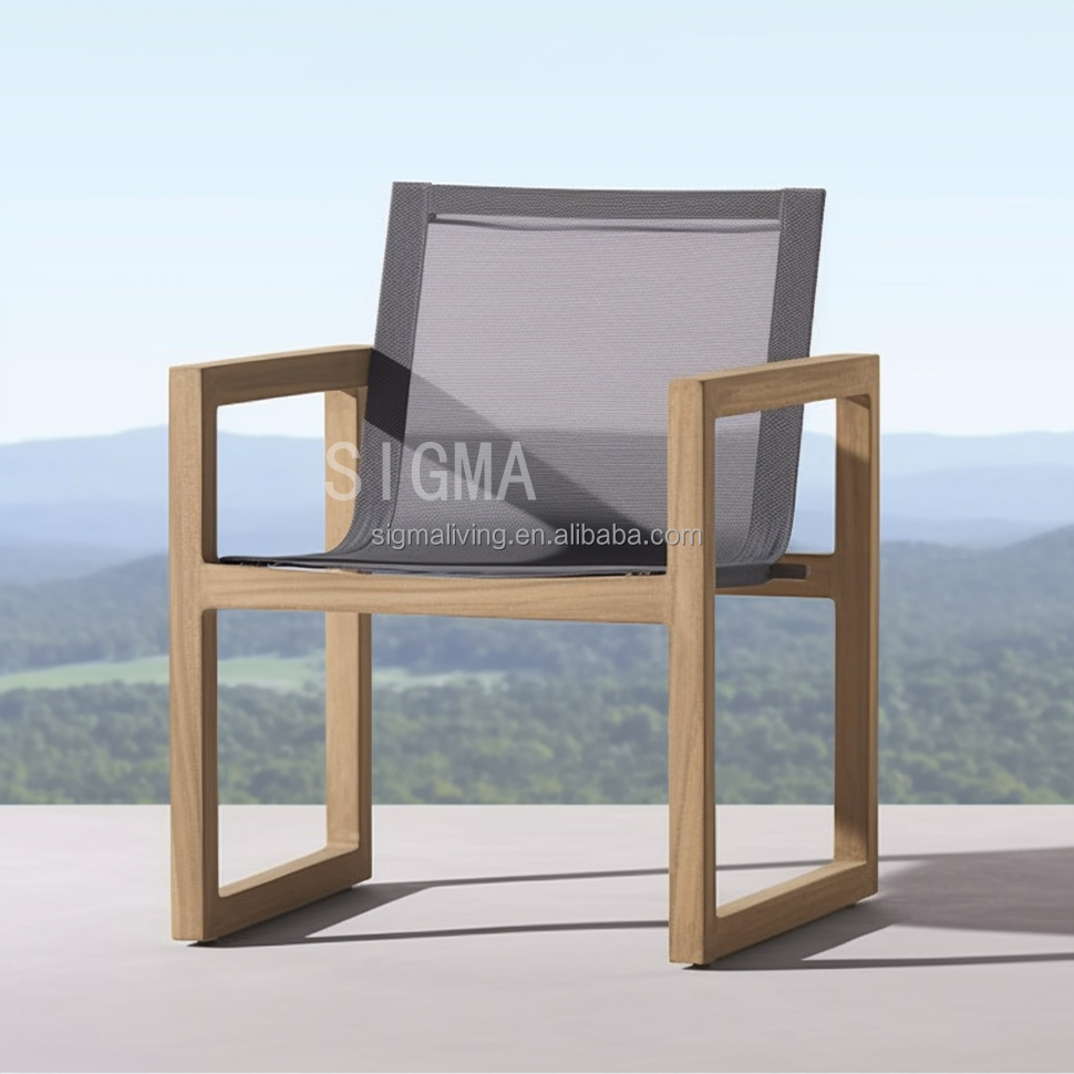 Custom Factory Garden High End Rectangle Dining Table Chair Set All Weather Outdoor Solid Teak wooden Chair