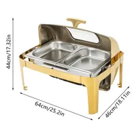 Roldeksel rechthoekige chafing dish 9,5QT roestvrij staal luxe serveerwarmer voor voedsel, geschikt voor commerciële restaurants en hotels in het Chinese landgebied