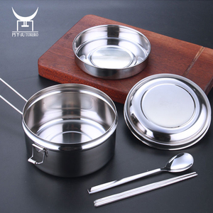 Boîte à lunch pour enfants <span class=keywords><strong>bento</strong></span> ronde 304 de récipient de stockage de nourriture d'acier inoxydable avec couvercle et serrure - Product Image 2