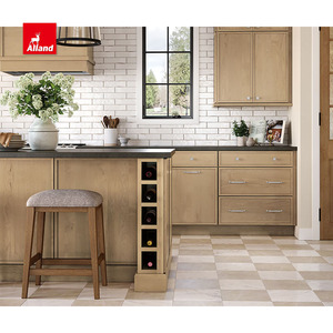 AllandCabinet Armoire de cuisine moderne en érable teinté avec îlot de comptoir en pierre de quartz <span class=keywords><strong>noir</strong></span> et portes à panneau mince Shaker - Product Image 5