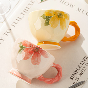 Magnifique <span class=keywords><strong>tasse</strong></span> en céramique avec anse, résistante aux hautes températures, style pastoral, grande capacité, pour le petit-déjeuner, idéale pour les fêtes et les cadeaux de pendaison de crémaillère - Product Image 3