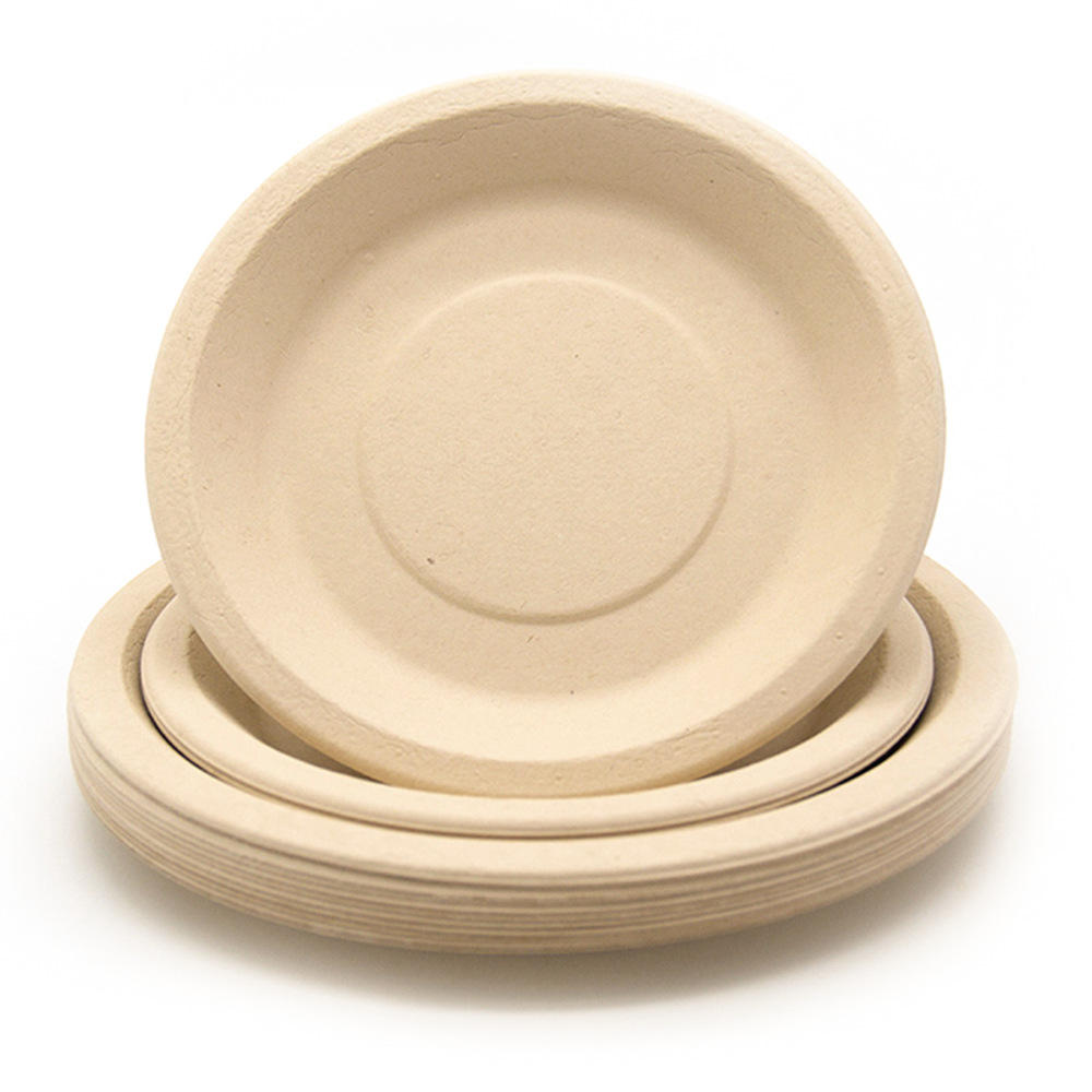 Custom Compostable Biodegradable Disposable Paper Bowls Plates Set for Party-Eco-friendly Heat Resistant Bamboo Fiber 200 Count