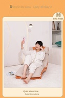 Canapé décontracté Lazy Diary LD027-X au design japonais, en forme de L, une place, en tissu imperméable, rembourré en éponge, inclinable et réglable en hauteur