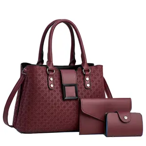 กระเป๋าผู้หญิงขนาดใหญ่สไตล์ธุรกิจสีแดงพุทรา202311M0205