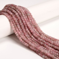 Vente en gros de perles de cristal en obsidienne fumée naturelle, rubis, quartz rose, facettées en forme de cube de Rubik, 2/3/4 mm, pour la fabrication de bijoux, bracelets