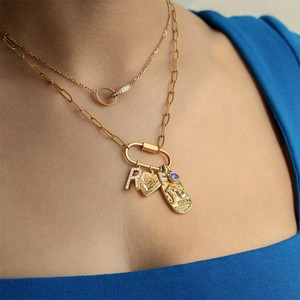 Collana con Ciondolo <span class=keywords><strong>Luna</strong></span> Placcato Oro 18K Sottovuoto, Catena in Acciaio Inossidabile con Zirconi, Gioiello Personalizzato con Pietra Portafortuna - Product Image 3