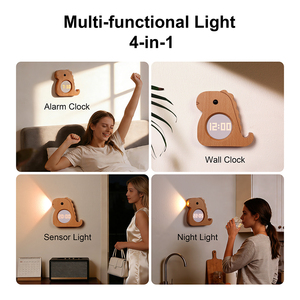 Reloj Despertador con Sensor de Movimiento, Lámpara de Noche de Madera Recargable, Lámpara de Pared para Niños y Niñas - Product Image 6