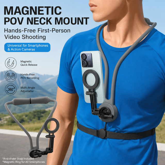 Magnetic Neck Phone Holder POV Camera Mount Handsfree Cellphone Stand Sports Action Video Recording Bracket Soporte Cuello