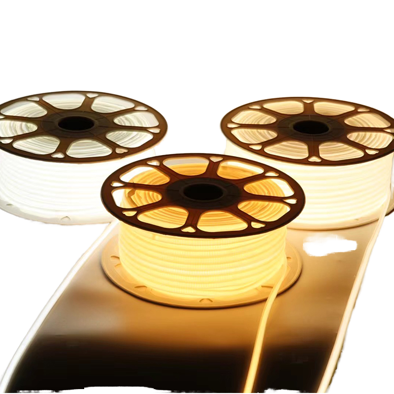 110V/220V COB 50m 100m 288LEDs IP65 Waterproof Flexible PVC Outdoor Plug-in LED Strip Light with CRI90 2700K Warm White Dimmable