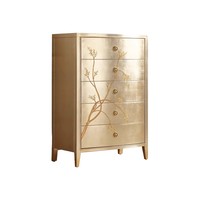 Commode française de luxe à cinq tiroirs en bois massif, meubles pliables au design moderne doré pour la maison, hôtel, salon, chambre à coucher