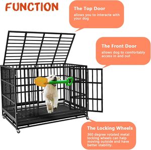 48/38 inç büyük köpek sandık ağır yıkılmaz kaçış geçirmez köpekler kulübesi Metal küçük hayvanlar kafes - Product Image 4