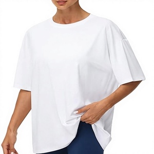 Camiseta Casual de Mujer con Logotipo Personalizado, Corte Holgado, Cuello Redondo, Manga Corta, Larga, Transpirable, 100% Algodón Jersey - Product Image 1