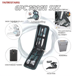 6pcs Mens Stainless Steel Manicure <b>Set</b> <b>Nail</b> Cutter Grooming Kit with Travel Bag - Product Image 2