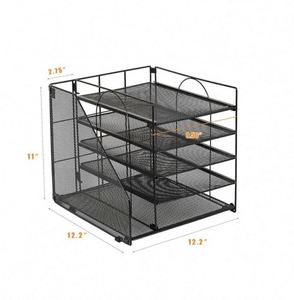 <b>File</b> Organizer 5 Tier Desk Organizer Paper <b>Tray</b> with <b>File</b> Holder Pen Holder Mesh Office Desk Accessories & Workspace Organizers - Product Image 4