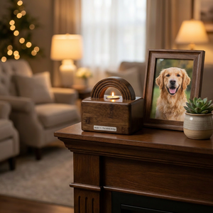 Rainbow Bridge <strong>Pet</strong> Memorial Candle Holder Bamboo Dog Cat Sympathy <strong>Gift</strong> for <strong>Loss</strong> of <strong>Pet</strong> Infinity Bridge Tray - Product Image 2