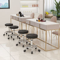Tabouret de bar, chaise de barbier, pivotant, réglable en hauteur, avec base à 5 étoiles et roulettes, design minimaliste moderne