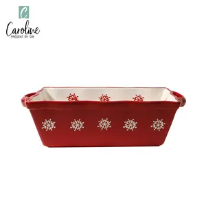 Custom Kerst Keramische Kleurrijke Gedrukt Bakvormen Loaf Pan Set