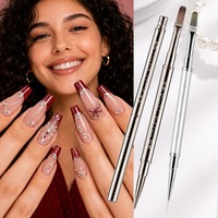 Pinceaux double-embout pour nail art, stylo de dessin acrylique pour gel UV de photothérapie, outil de manucure DIY en nylon