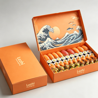 Boîte à sushi en papier biodégradable et robuste, personnalisée, avec insert pour coupelle à sauce, pour la restauration, les traiteurs et les emballages à emporter