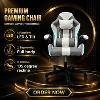 Chaise de jeu ergonomique de style course avec LED, fournie en gros par l'usine