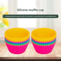 Moules de cuisson ronds en silicone jetables pour muffins, gâteau, pouding et gâteau de riz-Lavage facile à la main uniquement