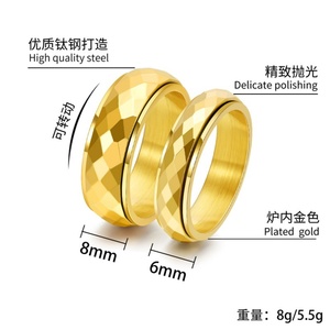 Hot Sale Trendy Christian Style Bezel Setting Geometric Stainless Steel Gold Plated Unisex <b>Tungsten</b> Ring World Biker Wedding - Product Image 6