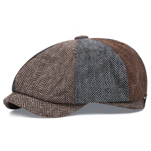Cappello Piatto Classico in Tweed Stile Baker Boy per Uomo, Cappello Casual Invernale Stile Giornalista - Product Image 6