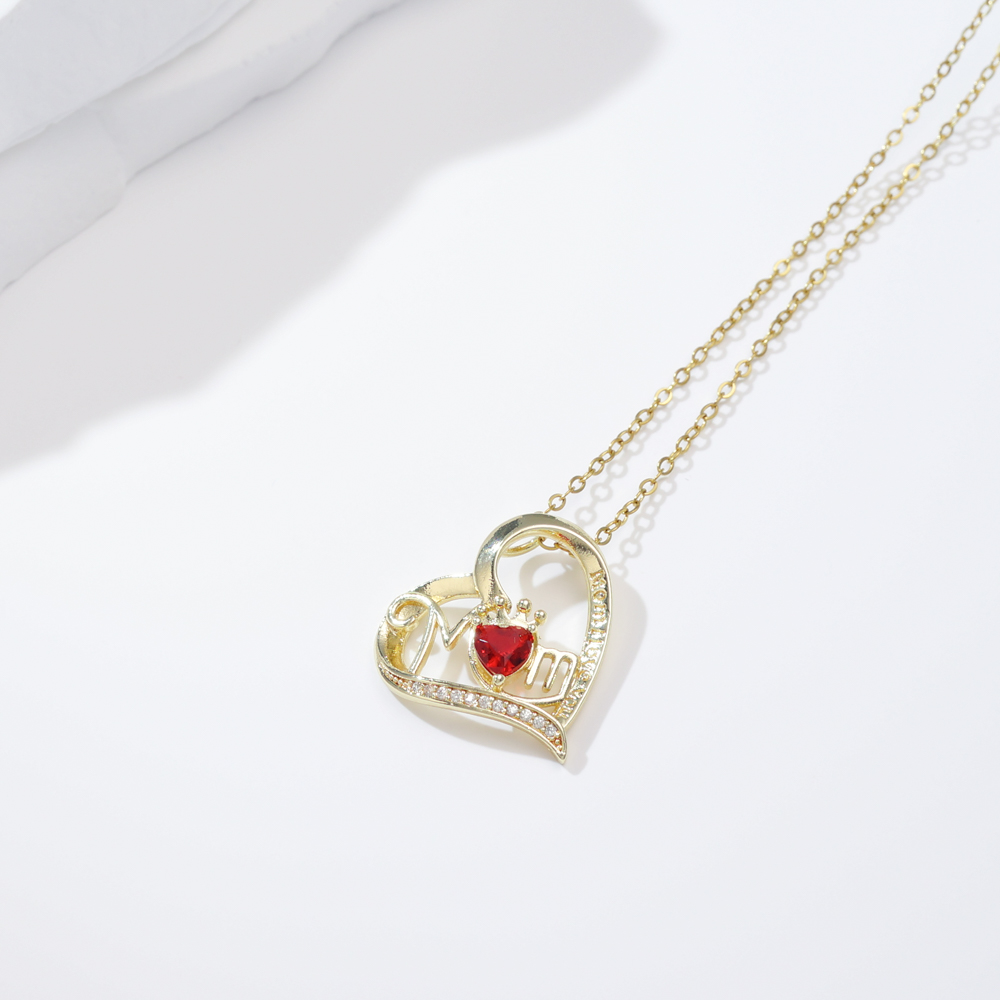 18K Gold Plated Red Rhinestone
