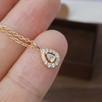 Collier miniature avec pendentif en zircon en forme de goutte d'eau plaqué or 18 carats en argent sterling N945-S925, cadeau vintage