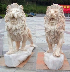 Casa puerta principal decorativa tallada a mano mármol blanco Natural tumbado León Animal estatua - Product Image 5
