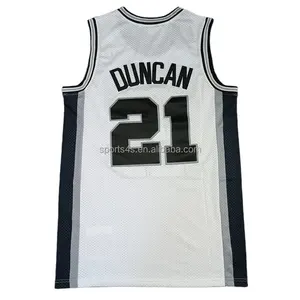 outlet top quality San Antonio throwback mesh 21 Tim Duncan 55 David Robinson white black grey embroidery jersey