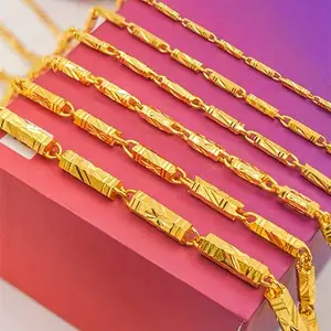 Collar personalizado chapado en oro de 24 quilates de alta calidad 2023, cadena chapada en oro de 24 quilates, joyería de oro